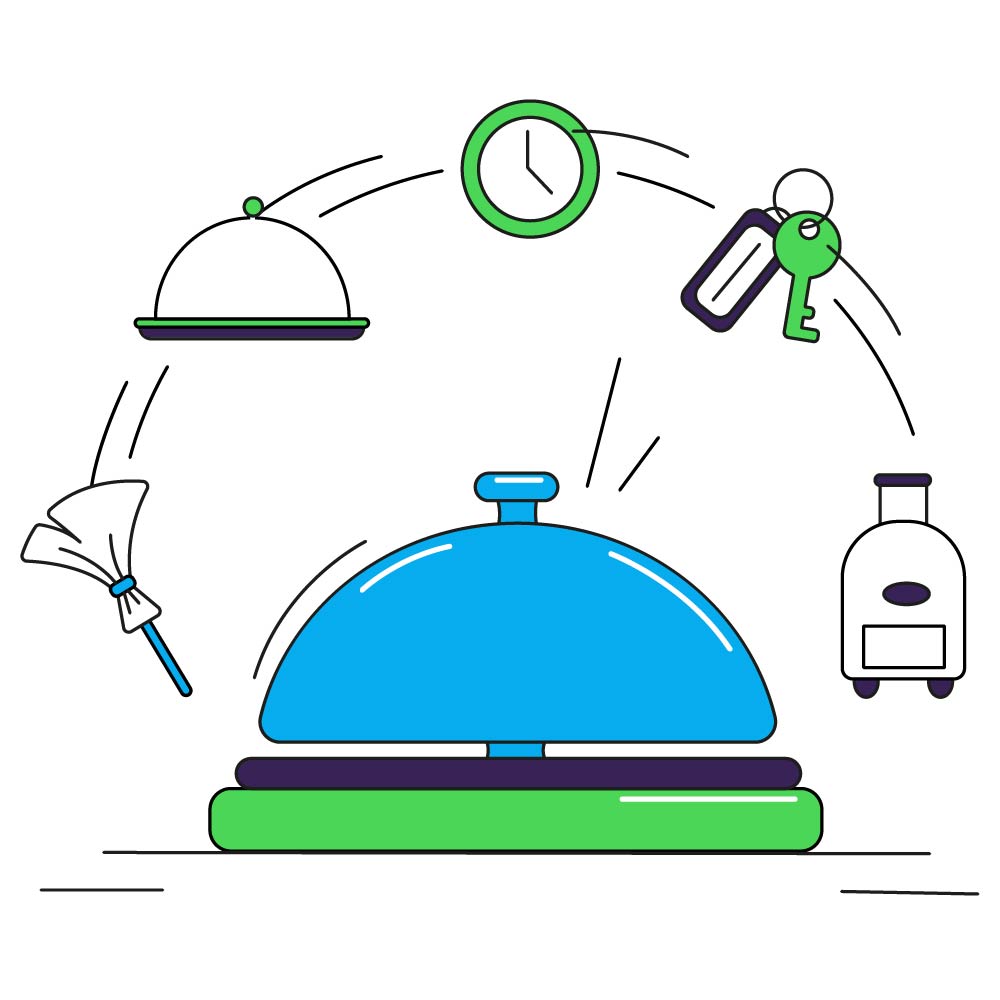 A hotel chatbot template that books rooms, runs concierge for in-stay guests and handles the full journey from first inquiry to post-stay review. Built with Chatim, this bot runs on your hotel website, WhatsApp, Messenger and in-room QR codes, with multilingual hospitality out of the box and a clean handoff to the front desk when a guest needs a person.